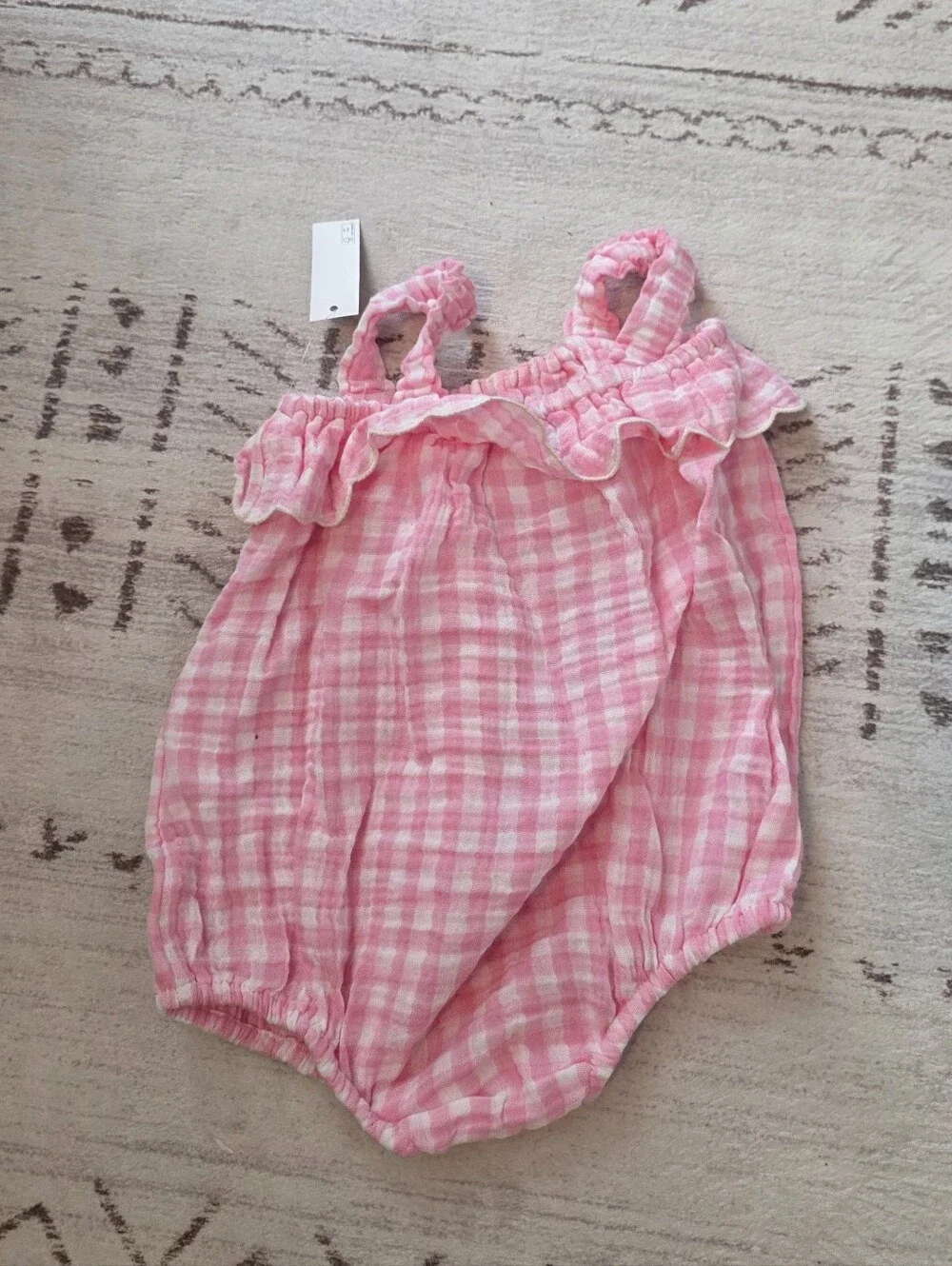 Amazon Essentials x Sofia Grainge New Pink Gigham Romper Baby Girl 12m